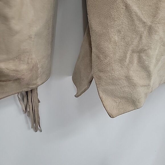 Genelli Mens Leather Fringe Jacket Size XXL Blonde Tan Coat Vintage - Picture 9 of 16